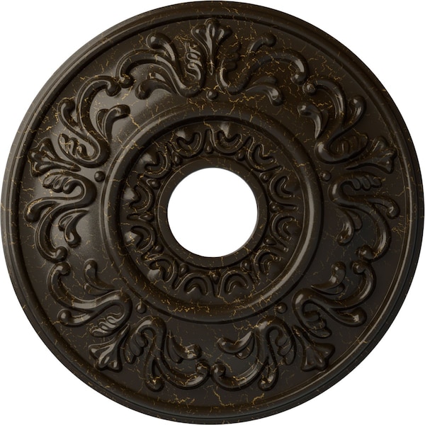 Ekena Millwork Valletta Ceiling Medallion (Canopies up to 3 1/2"), 18"OD x 3 1/2"ID x 1"P, Stone Hearth Crackle CM18VLSHC - main